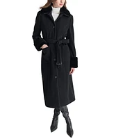 Dkny Women's Faux-Fur-Trim Single-Breasted Belted Coat