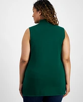 Jm Collection Plus Size Mock-Neck Sleeveless Sweater, Created for Macy's