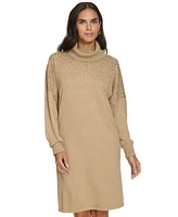 Calvin Klein Women's Embellished Long-Sleeve Sweater Dress