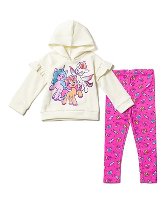 My Little Pony Toddler Girls Zipp Storm Sunny Starscout Izzy Moonbow Pullover Fleece Hoodie & Leggings Outfit Set to Big Kid