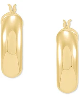 Italian Silver Polished Tube Hoop Small Huggie Hoop Earrings in 18k Gold-Plated Sterling Silver, 1"