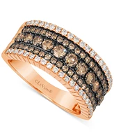 Le Vian Chocolate Diamond & Nude Diamond Multirow Statement Ring (1-1/5 ct. t.w.) in 14k Rose Gold