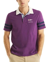 Nautica Men's Short Sleeve Striped-Trim Rugby Polo Shirt