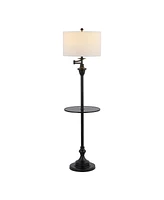 Jonathan Y Cora 60" Metal/Glass Led Side Table and Floor Lamp, Black