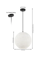 Jonathan Y Lacey 16" 1-Light Bohemian Minimalist Iron/Rope Woven Globe Led Pendant, White/Black