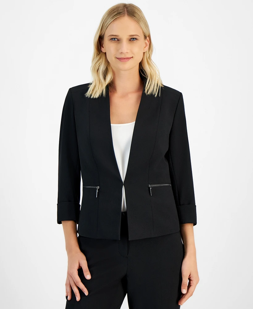 Kasper Women's Stretch-Crepe Open-Collar Blazer