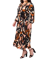 Msk Plus Printed Tie-Waist Wrap Maxi Dress