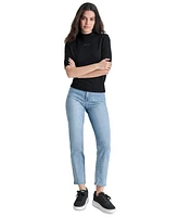 Dkny Jeans Petite Mock-Neck Embellished-Logo Sweater