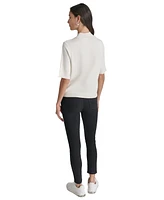 Dkny Jeans Petite Mock-Neck Embellished-Logo Sweater