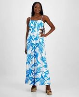 Bar Iii Women's Printed Sleeveless Button-Front Jumpsuit, Exclusively at Macy's