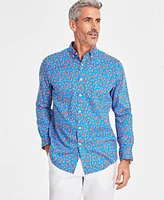 Club Room Men's Adina Floral Poplin Long-Sleeve Button-Down Shirt, Created for Macy's