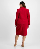 Le Suit Plus Blazer & Pencil Skirt