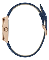 Guess Women's Analog Blue Genuine Leather Watch 30mm