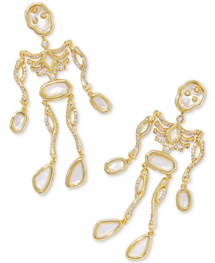 Kendra Scott Gold-Tone Skeleton Mother-of-Pearl Statement Earrings