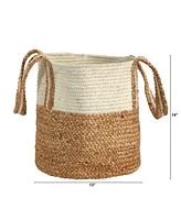 Slickblue 14" Boho Chic Basket Natural Cotton and Jute with Handles