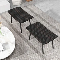 Costway Set of 2 Patio Rattan Ottoman with Padded Quick Dry Foam & Heavy-Duty Metal Legs