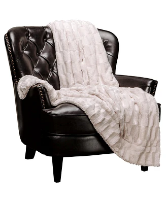 Chanasya Premium Embossed Faux Fur Throw Blanket - Super Soft, Lightweight Minky Blanket - 108" x 86" (King Size) - White