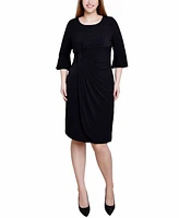 Ny Collection Petite 3/4 Length Trumpet Sleeve Dress