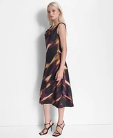 Dkny Women's Printed Sleeveless Cowlneck Midi Dress