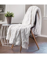 Chanasya Premium Embossed Faux Fur Throw Blanket - Super Soft, Lightweight Minky 60" x 70” White