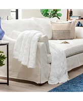 Chanasya Premium Embossed Faux Fur Throw Blanket - Super Soft, Lightweight Minky 60" x 70” White