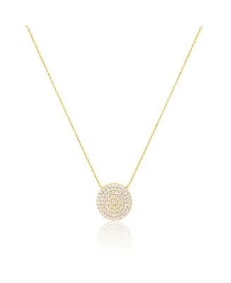 Etoielle Yellow Gold Tone Cz Circle Disc Necklace