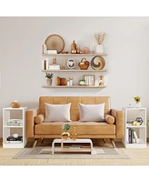 Gymax 2 Pcs Bookshelf 2-Tier Open Wood Display Organizer Set Vinyl Record Cube Storage