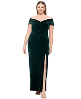 Xscape Plus Off-The-Shoulder Velvet Gown