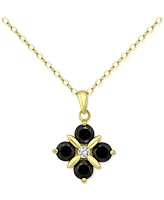 Giani Bernini Black & White Cubic Zirconia Flower Pendant Necklace in 18k Gold-Plated Sterling Silver, 16" + 2" extender, Created for Macy's