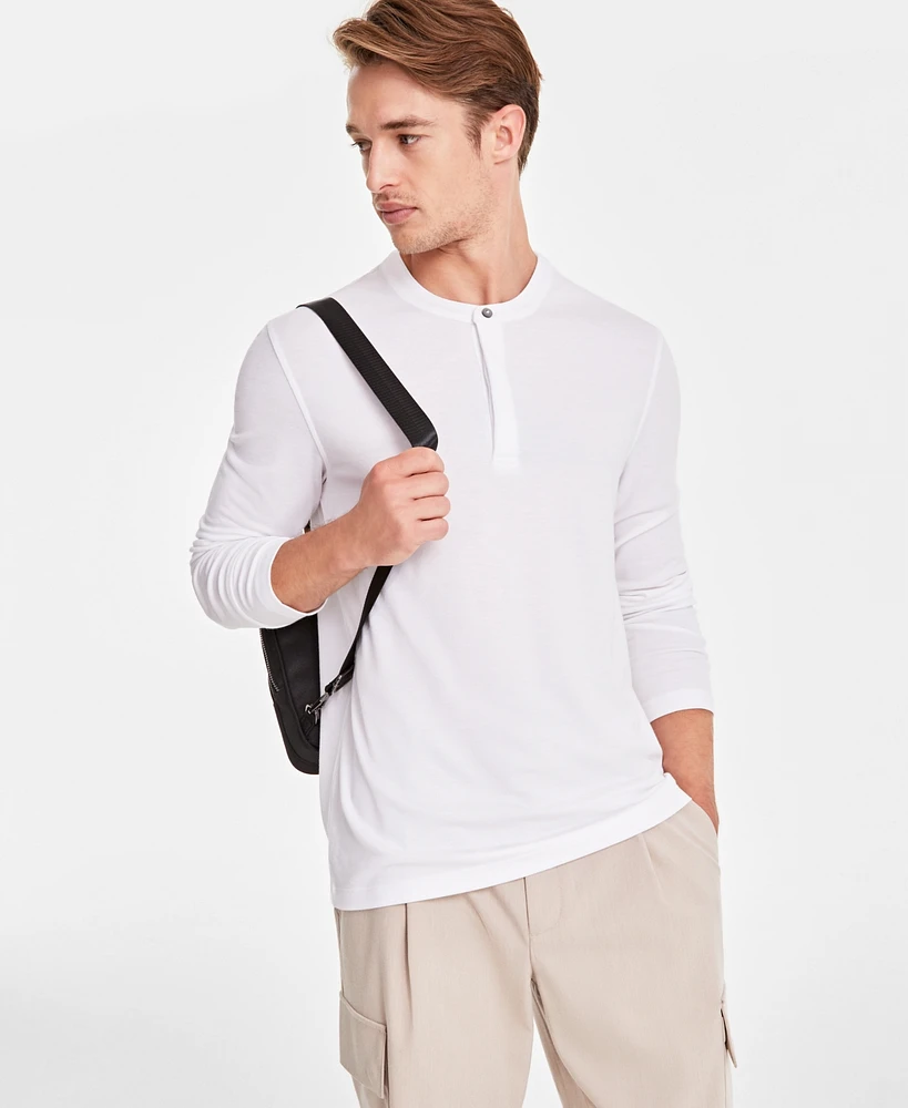 Alfani Men's Alfatech Solid Henley, Created for Macy's