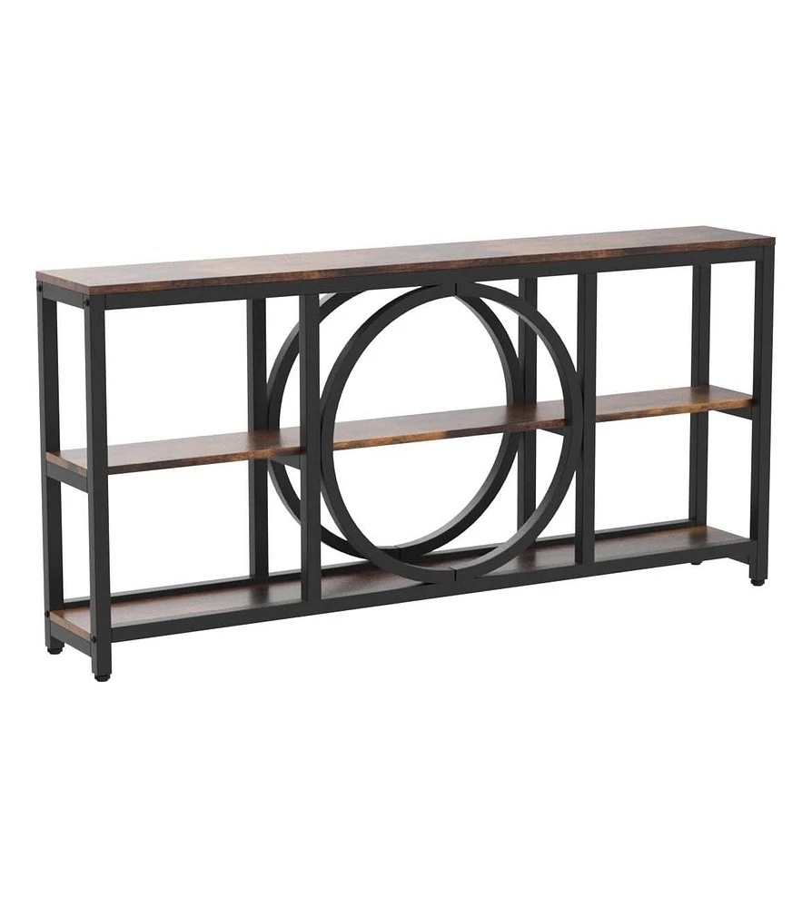 Tribesigns Extra Long Console Table, 70.9 inch Narrow Sofa Tables with 3 Tier Wood Storage Shelves