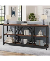 Tribesigns Extra Long Console Table, 70.9 inch Narrow Sofa Tables with 3 Tier Wood Storage Shelves