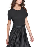 Karl Lagerfeld Paris Women's Mixed-Media Pleated Midi Dress