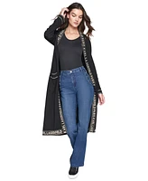 Karl Lagerfeld Paris Women's Logo-Tape Duster Cardigan