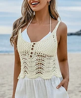 Cupshe Women's Crochet Buttoned Cover-Up Top