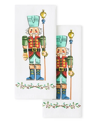 Fiesta Guardian Nutcracker Holiday Holly Sprig Kitchen Towel 16" x 28", Set of 2