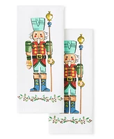 Fiesta Guardian Nutcracker Holiday Holly Sprig Kitchen Towel 16" x 28", Set of 2