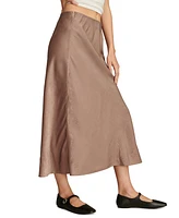 Lucky Brand Women's Satin Silky Midi Slip Skirt