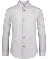 Calvin Klein Big Boys Long Sleeve Stretch Dash Print Shirt