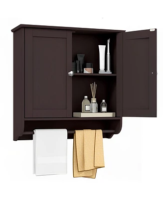 Skonyon Wall Mounted Bathroom Storage Medicine Cabinet with Towel Bar