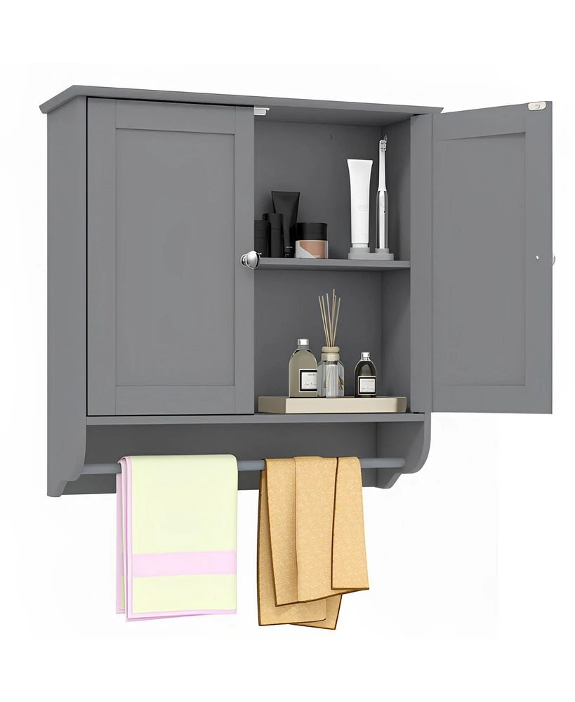 Skonyon Wall Mounted Bathroom Storage Medicine Cabinet with Towel Bar