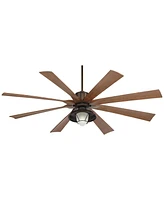 70" Defender Modern Industrial Outdoor Ceiling Fan with Led Light Remote Control Oil Rubbed Bronze Brown Koa Damp Rated for Patio Exterior House Home