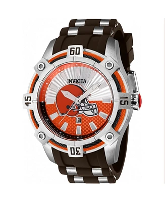 Invicta Men's 42075 Nfl Cleveland Browns Quartz 3 Hand Silver, Orange Dial Watch