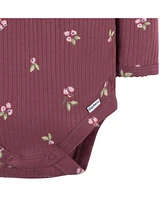 Gerber Baby Girls Henley Long Sleeve Bodysuits, 2-Pack
