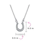 Bling Jewelry Petite Pave Cubic Zirconia Cz Equestrian Good Luck Charm Horseshoe Necklace Pendant Western Jewelry For Women Teens Graduation Gift .925