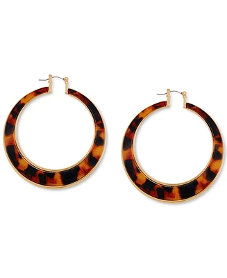 Guess Gold-Tone Large Tortoise-Look Hoop Earrings, 2.12"