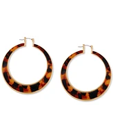 Guess Gold-Tone Large Tortoise-Look Hoop Earrings, 2.12"