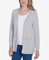 Alfred Dunner Petite Classics Chenille Cardigan Sweater with Pockets