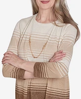 Alfred Dunner Petite Classics Ombre Two One Striped Sweater