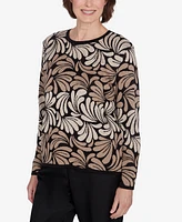 Alfred Dunner Petite Classics Geometric Ombre Scroll Sweater